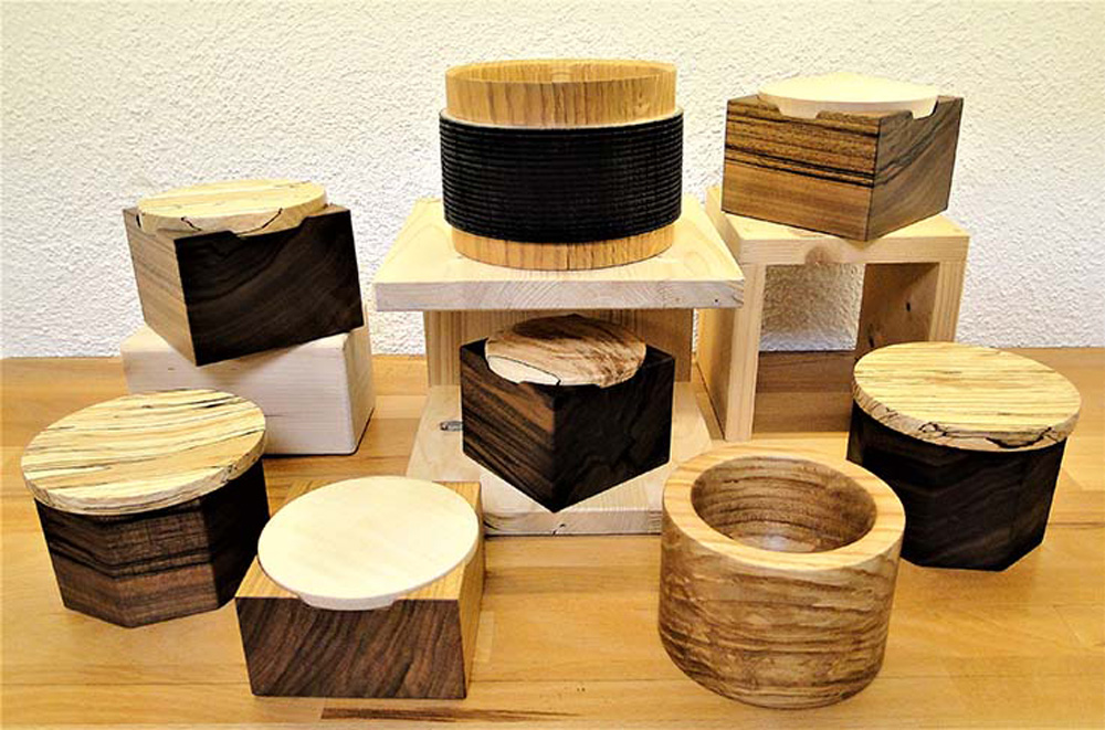 Handgedrechselte Holzdosen und Schmuckdosen