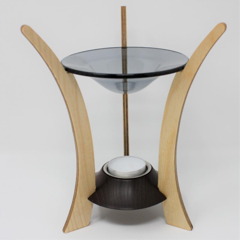 Duftlampe-Duft-Kerze-Öl-Glas-Holz