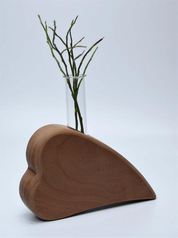 Vase mit Rindenrand, Blumenvase, Tischdekoration, Holzvase, Holzvasen, Vasen aus Holz, gedrechselte Vase,